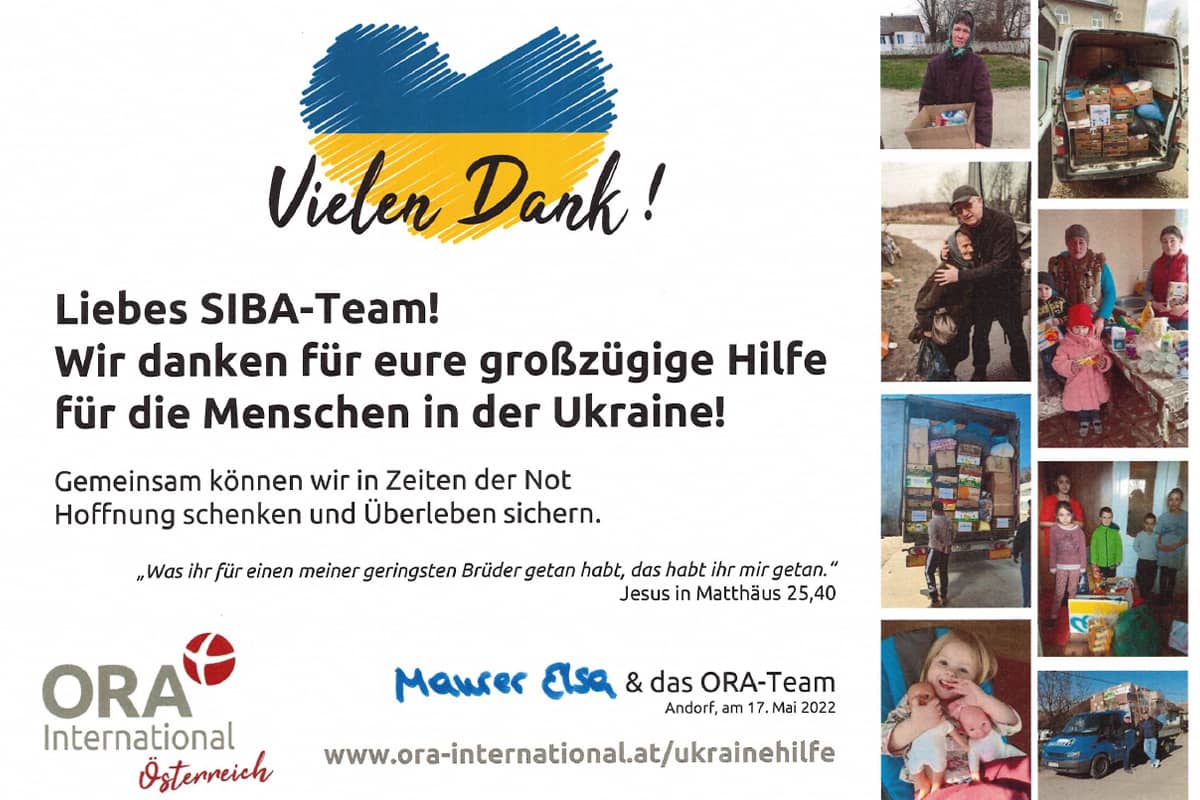 Siba spendet für die Ukraine